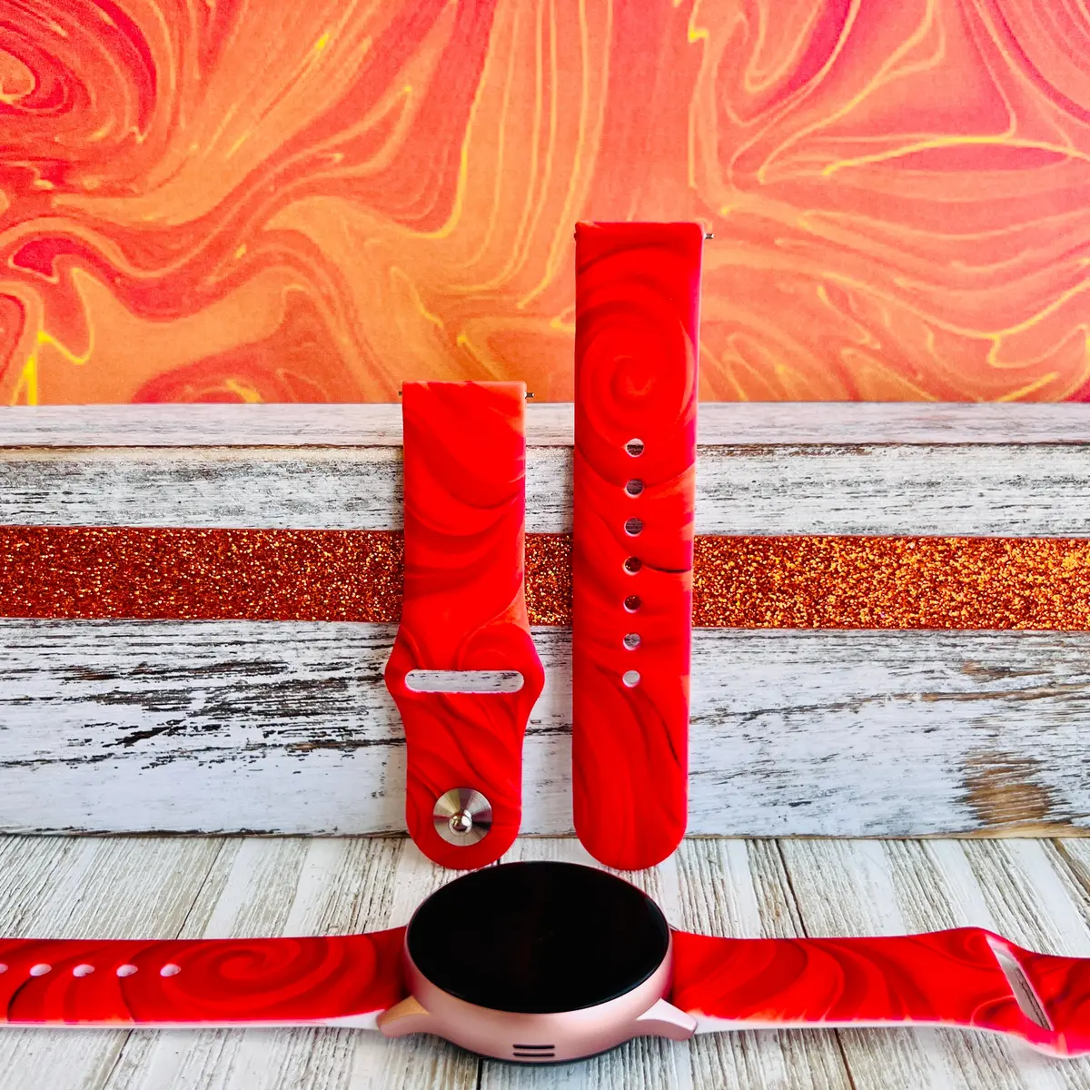Orange Taffy Print Silicone Band For Samsung Watch 1