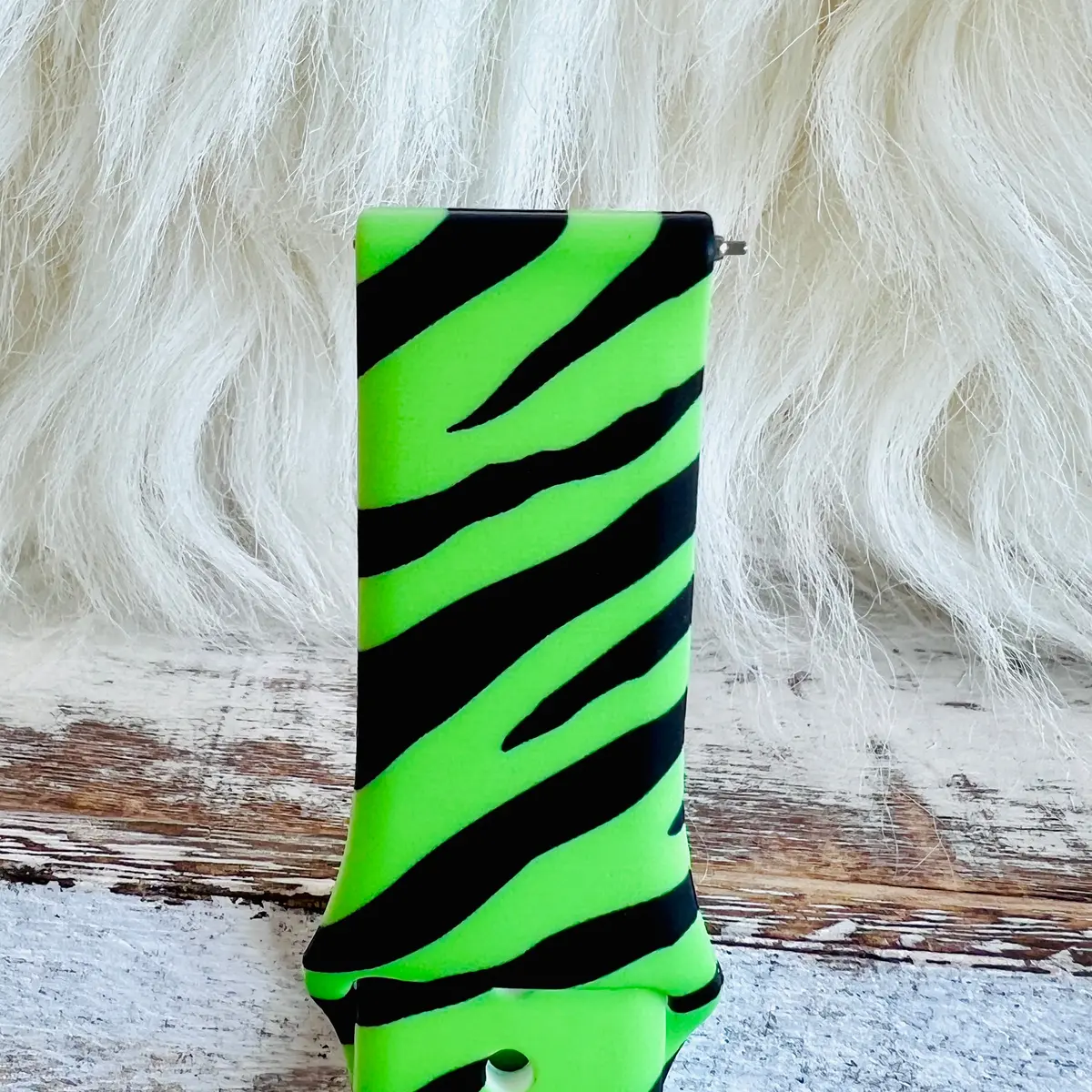 Neon Green Zebra Print Silicone Band For Samsung Watch 4