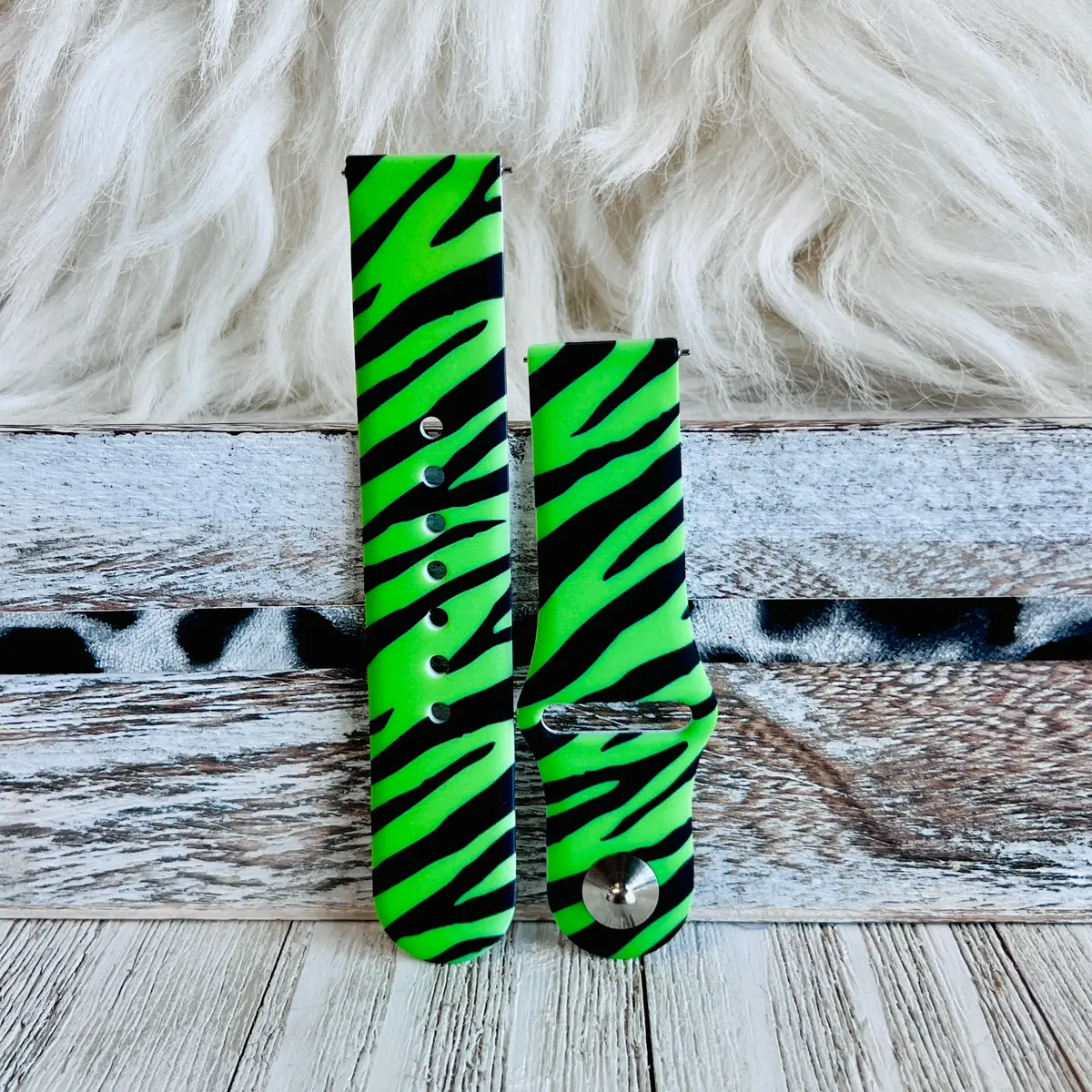 Neon Green Zebra Print Silicone Band For Samsung Watch 3