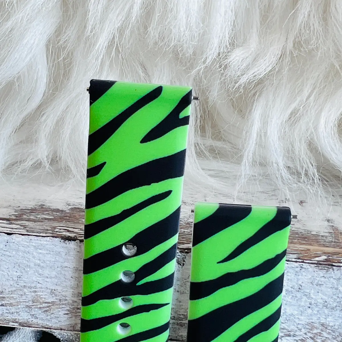 Neon Green Zebra Print Silicone Band For Samsung Watch 2