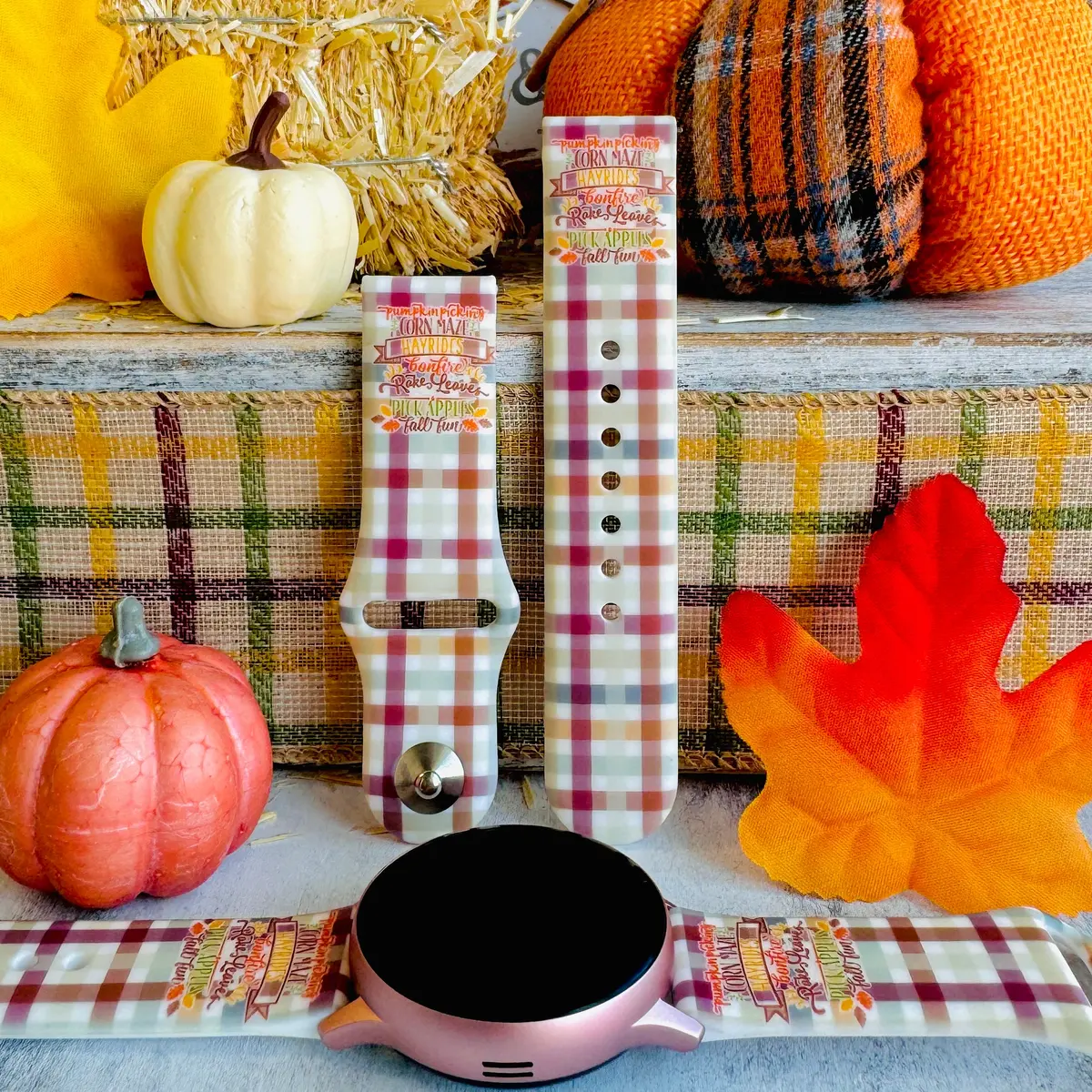 Harvest Plaid Vibes Print Silicone Band For Samsung Watch 1