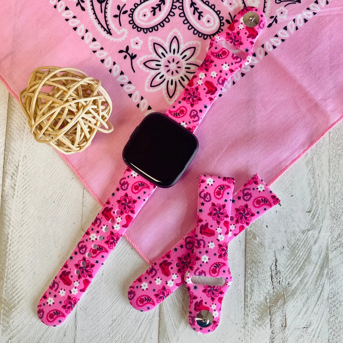 Horseshoe Bandanna Print Silicone Band For Fitbit Versa 1/2 1