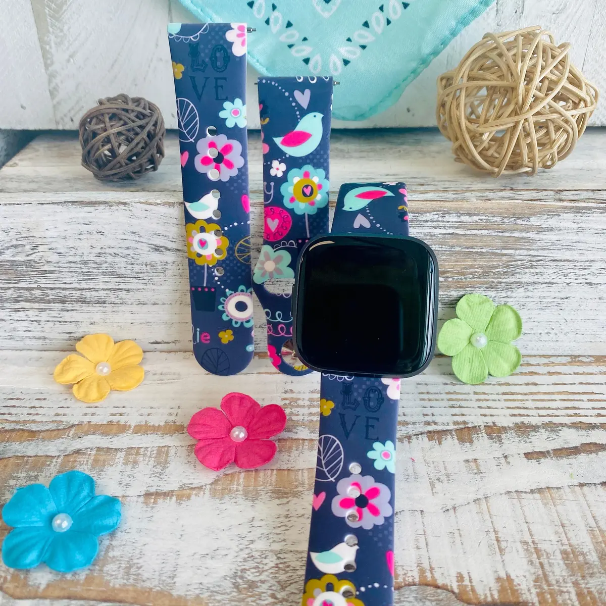Birdie Print Silicone Band For Fitbit Versa 1/2 1