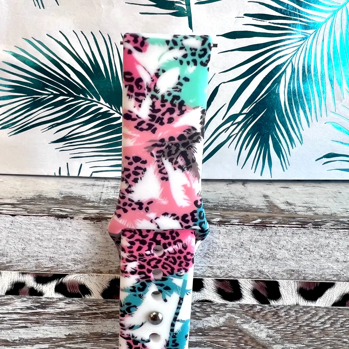 Leopard Palm Tree Print Silicone Band For Samsung Watch 3