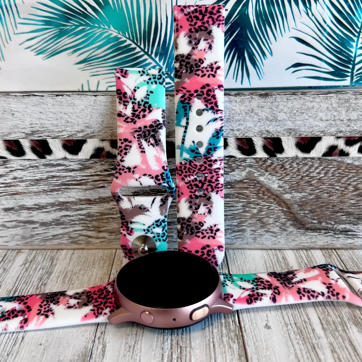 Leopard Palm Tree Print Silicone Band For Samsung Watch 1