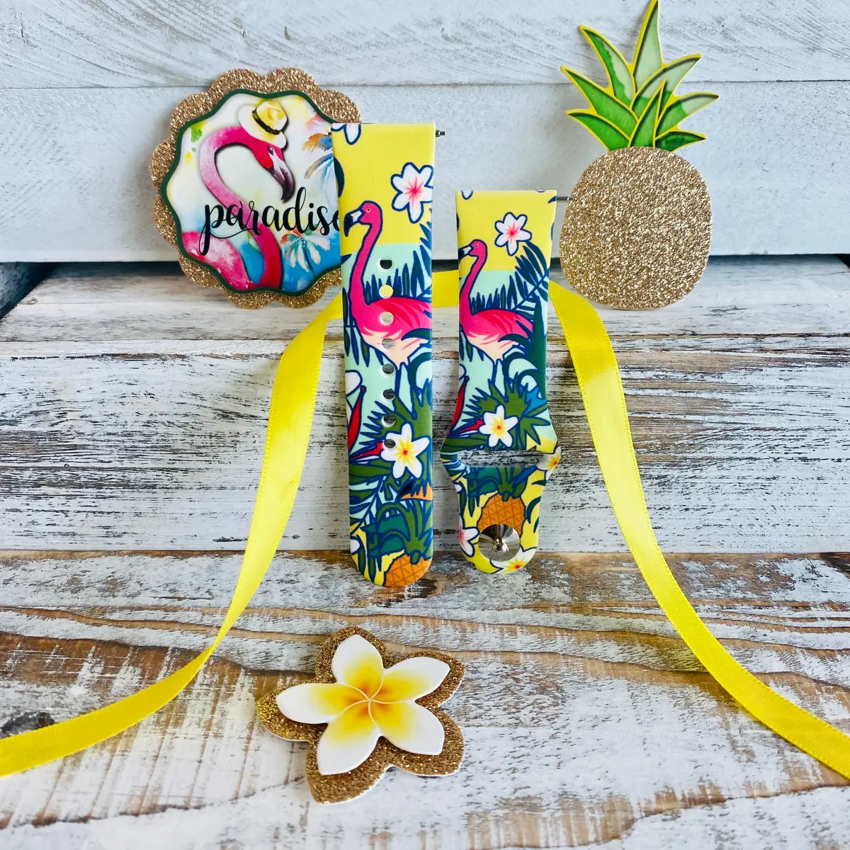 Hawaiian Flamingo Print Silicone Band For Fitbit Versa 1/2 1