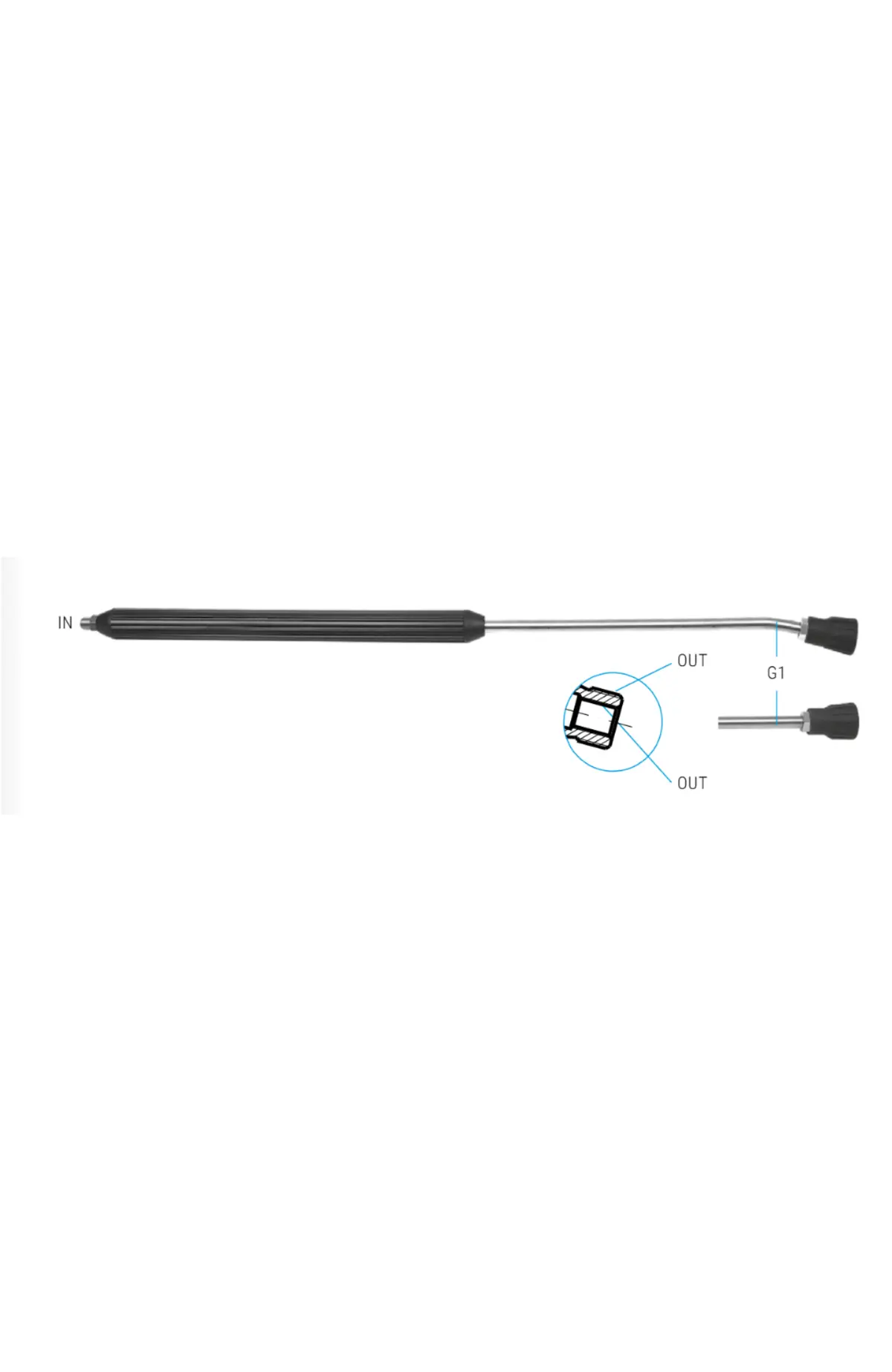 Mosmatic Polyurethane Classic Straight Wand 26.980 – 1/4" Nptm X G3/8" M + 1/8" Nptf 1