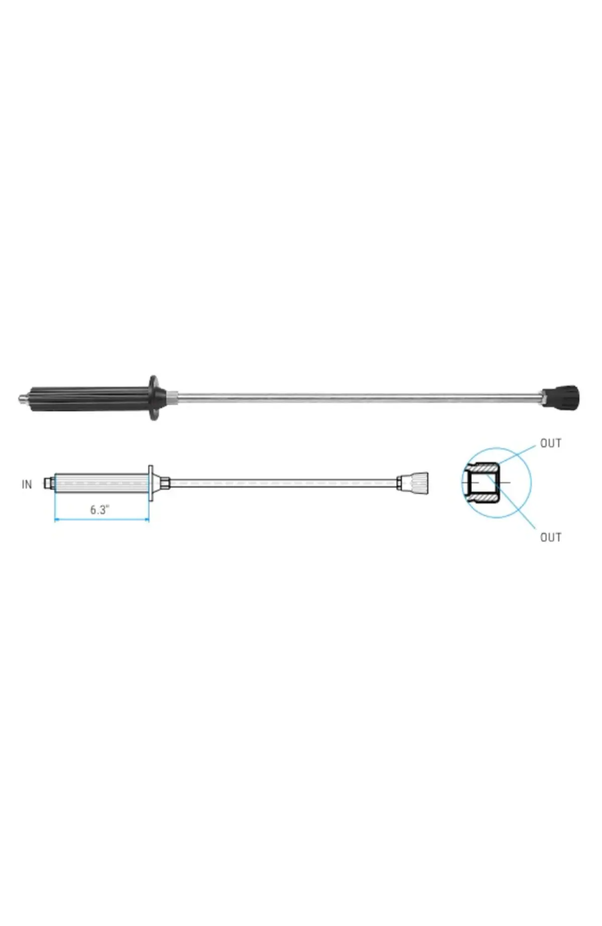 Mosmatic Hard Plastic W/ Filter Sieve Wand 28.354 – 3/8" Nptm X 1/4" Nptf 1