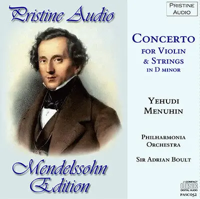 Menuhin Mendelssohn: Concerto In D Minor For Violin And Strings (1953) - Pasc052 1