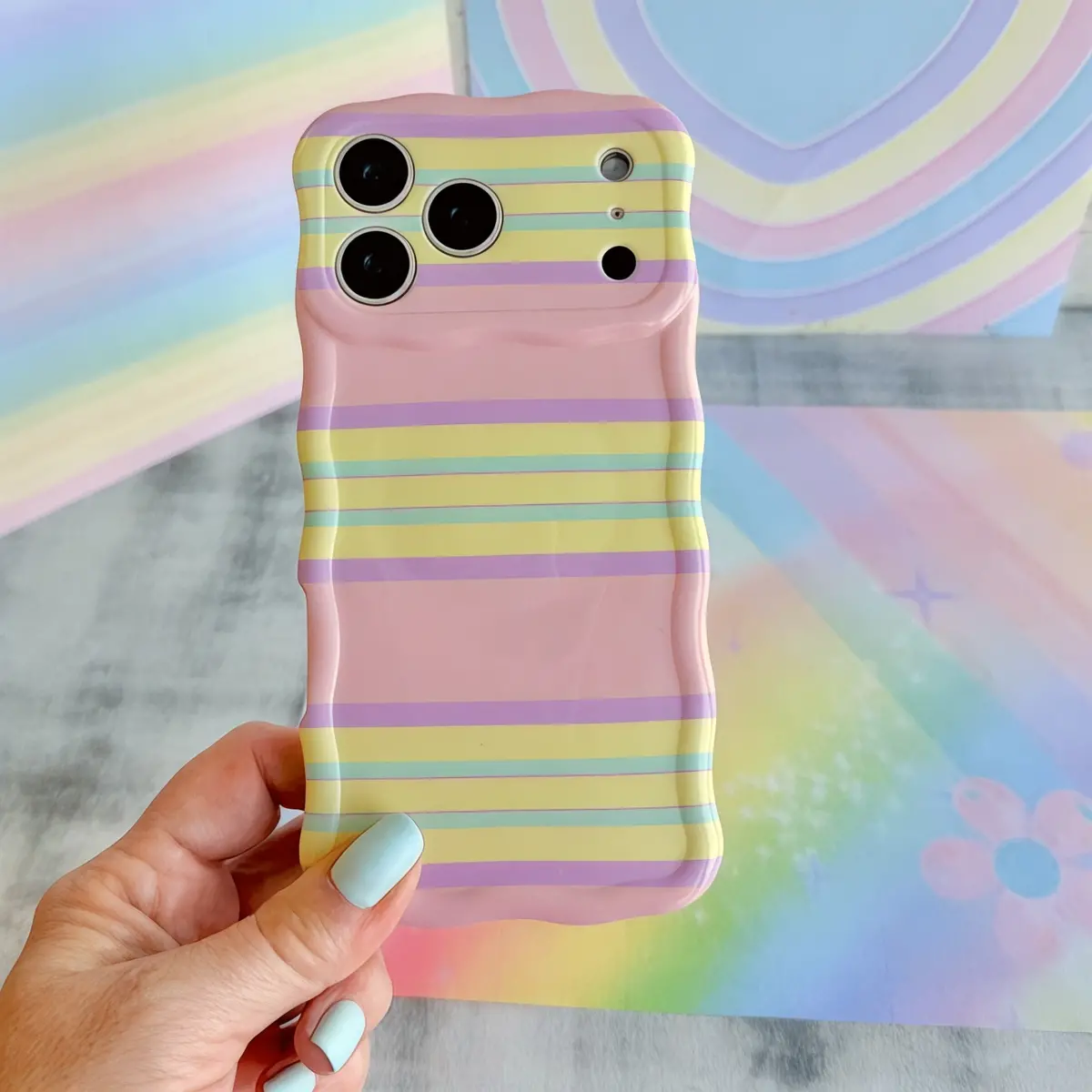 Bubble Gum Stripes Wavy Luxe Magsafe Case For Iphone 1
