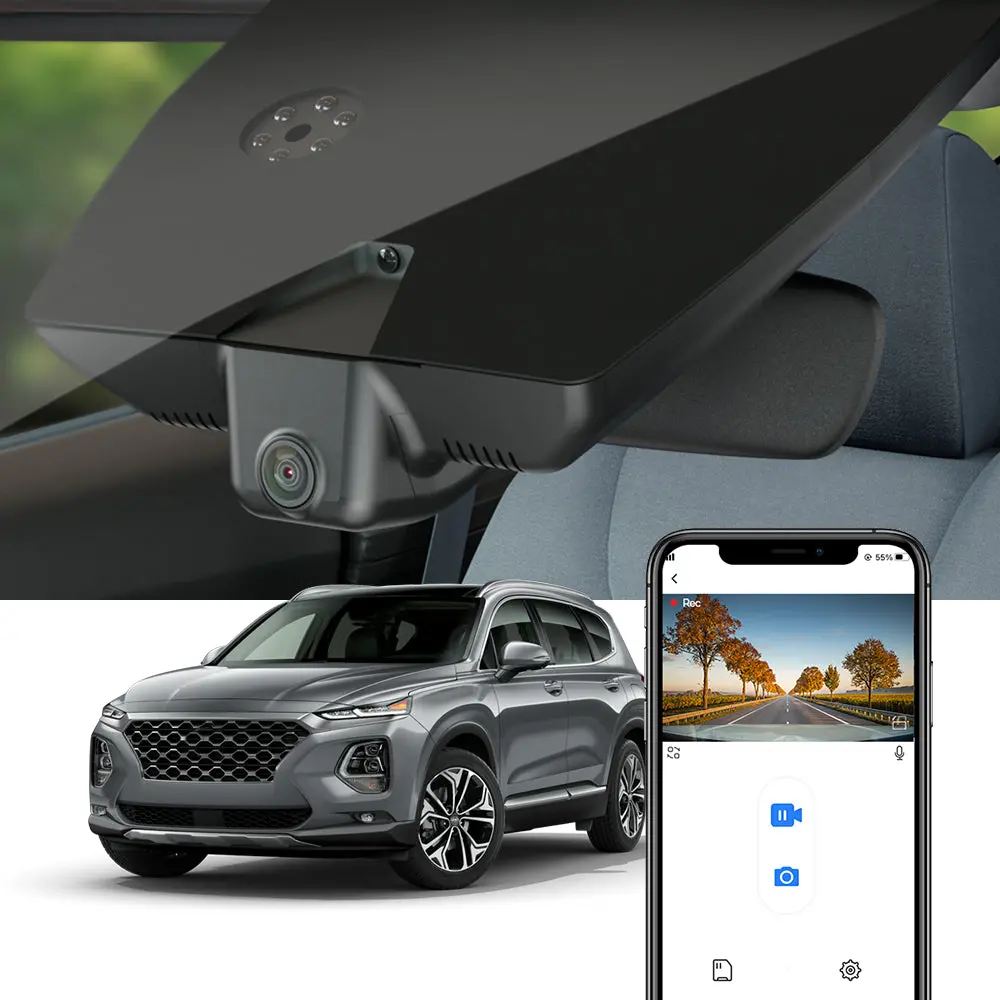 Fitcamx Dash Cam For Hyundai Santa Fe 2019-2020 (Rear Mirror Cover Part Number 96030-S2000) 1