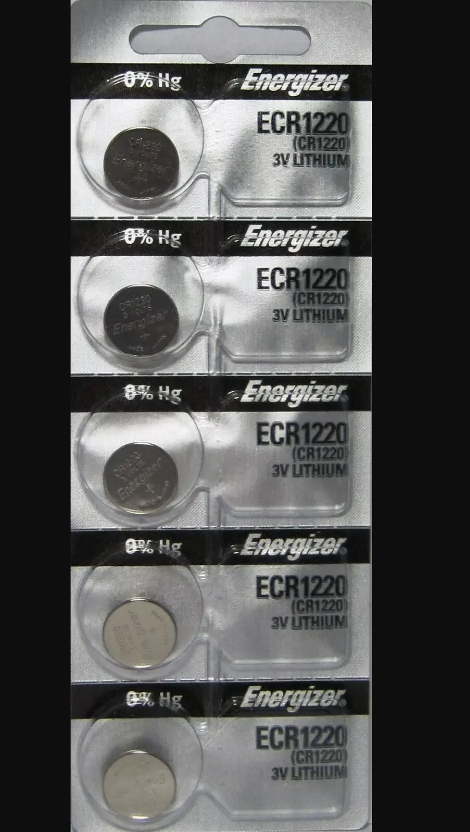 5 Pack Energizer Cr1220 Battery 3V Dl1220 Br1220 Dl1220 Ecr1220 Sb-T13 1