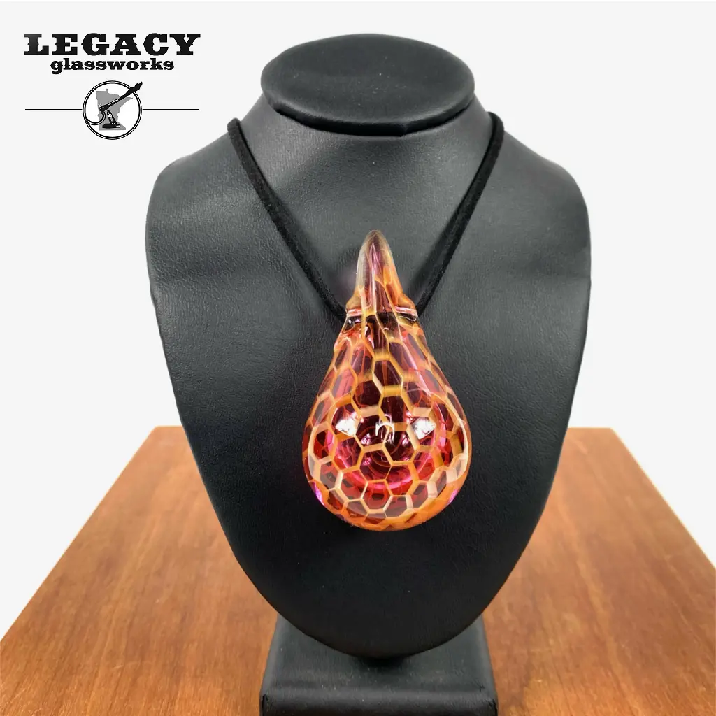 Ryan Teurfs Gold Ruby Honeycomb Teardrop Pendant 1