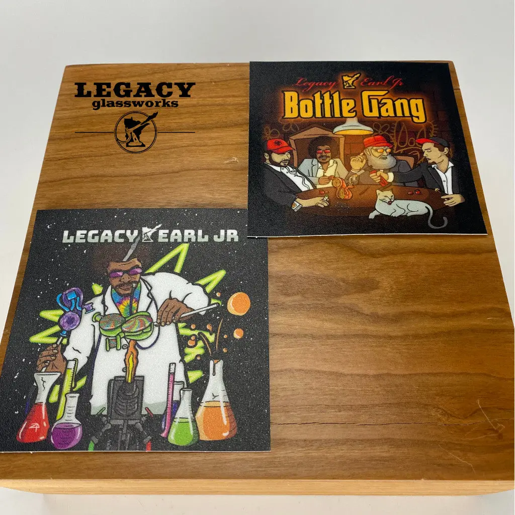 Earl Jr X Legacy Glassworks "Bottle Gang" Commemorative Stickers 1