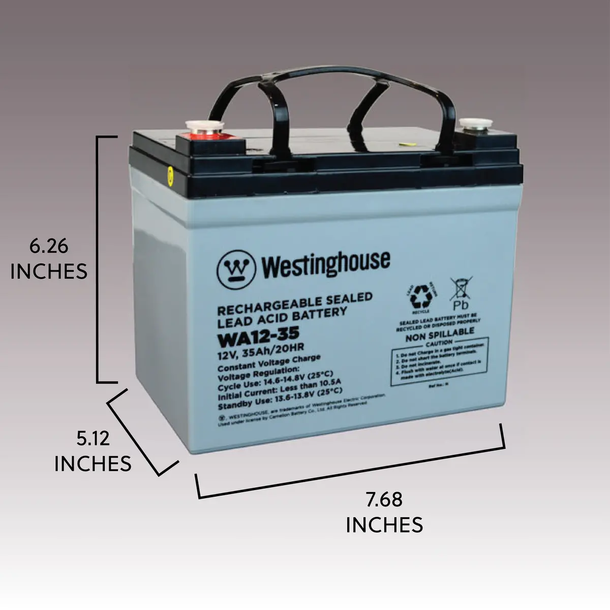 Westinghouse Wa12-35N-F11 12V 35Ah F11 Terminal, Sealed Lead Acid Rechargeable Battery 2