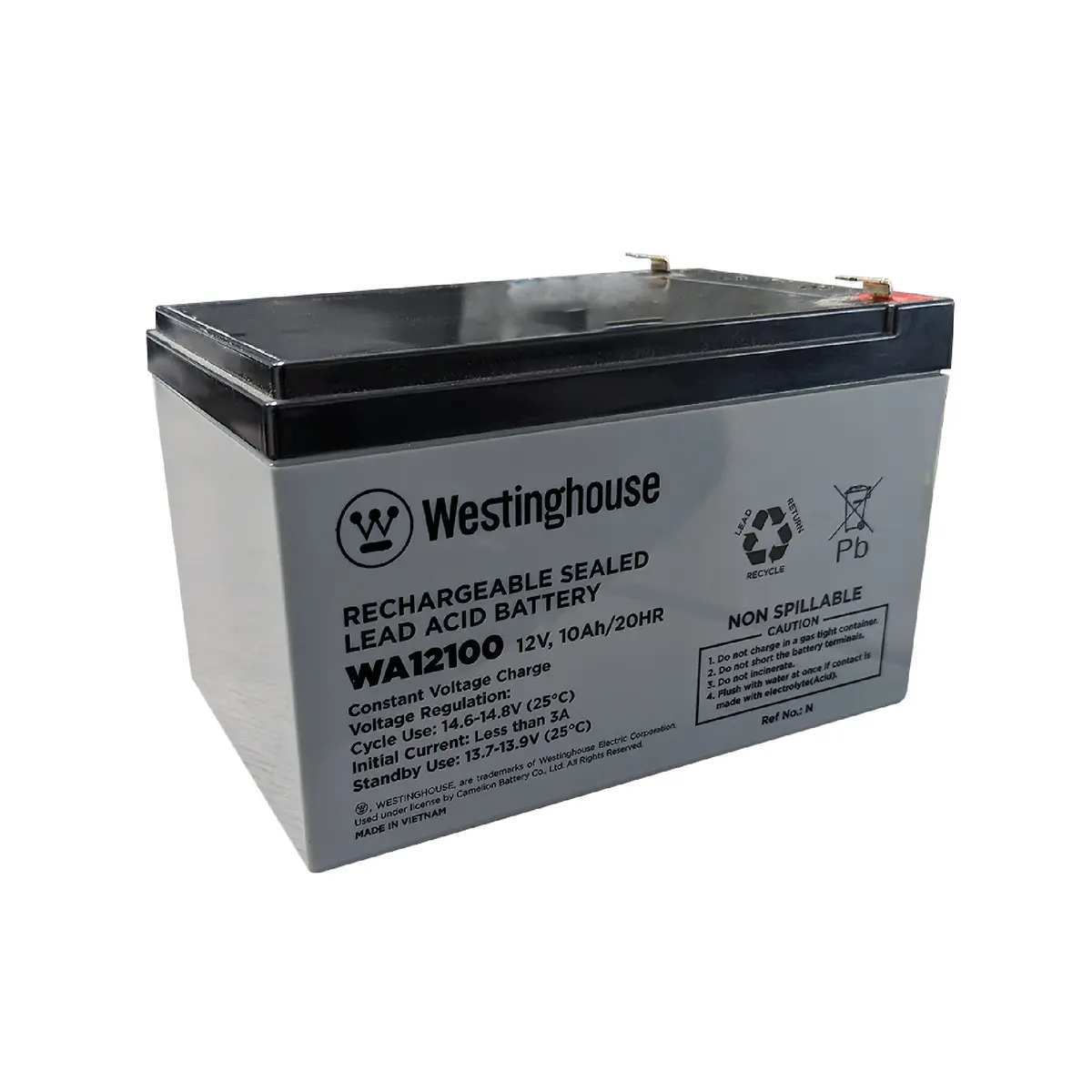 Westinghouse Wa12100n-F2, 12V 10Ah F2 Terminal Sealed Lead Acid Rechargeable Battery 1