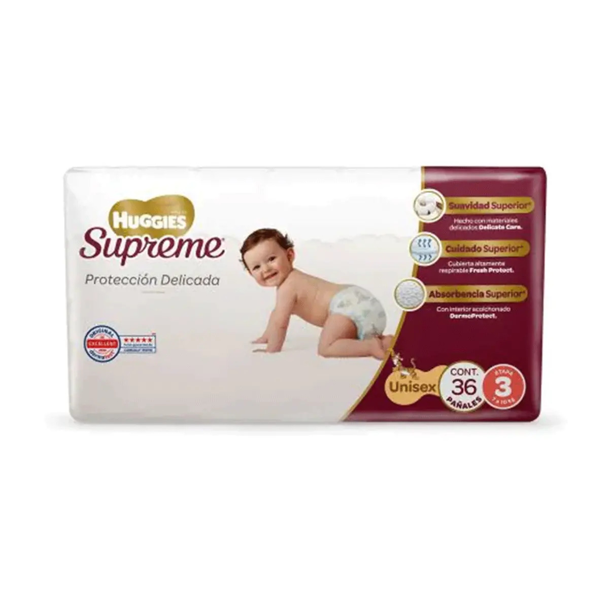 Pañal Huggies Supreme Etapa 3 Unisex 36 Piezas 2