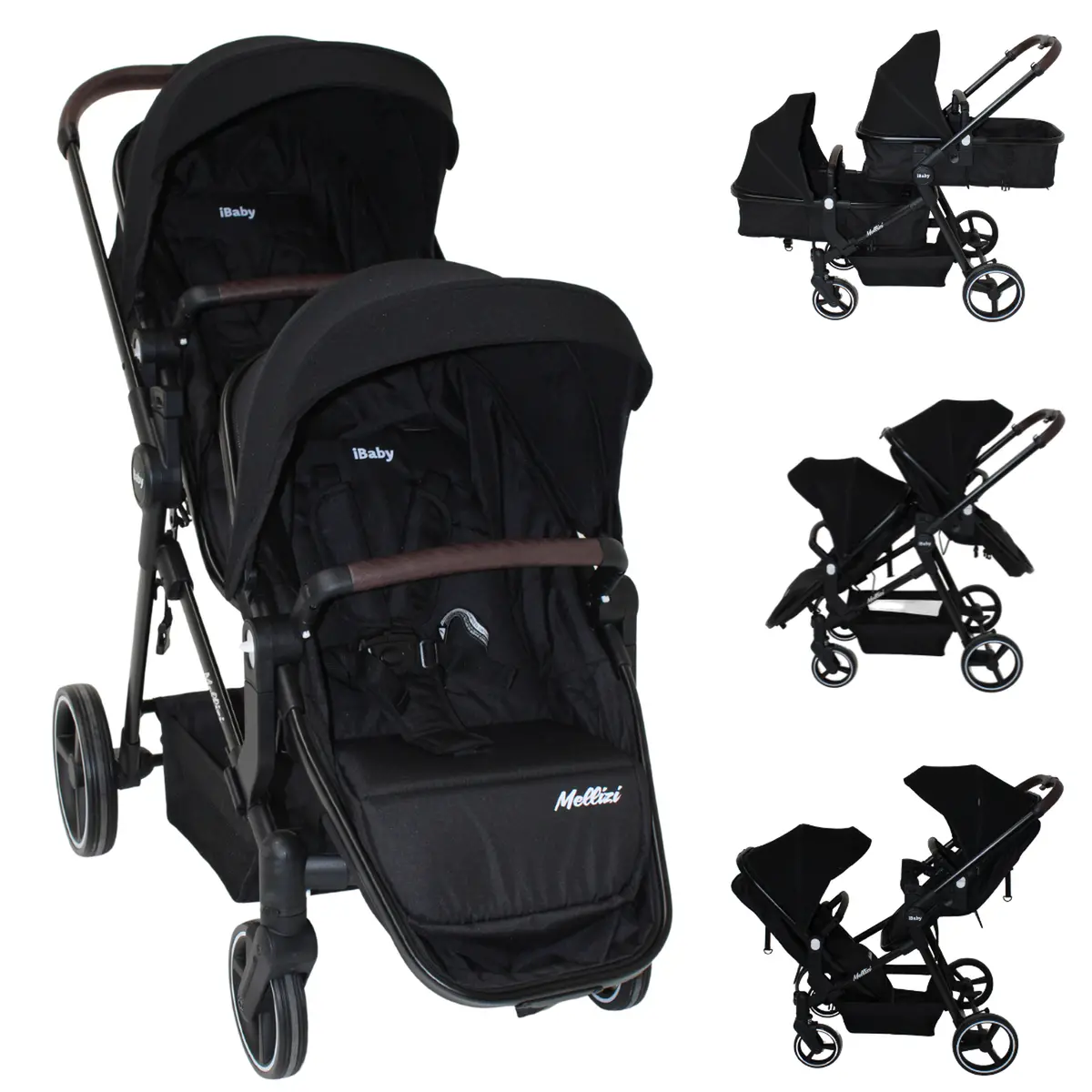 Carriola Gemelar Premium Ibaby Mellizi Posiciones Multiples 1