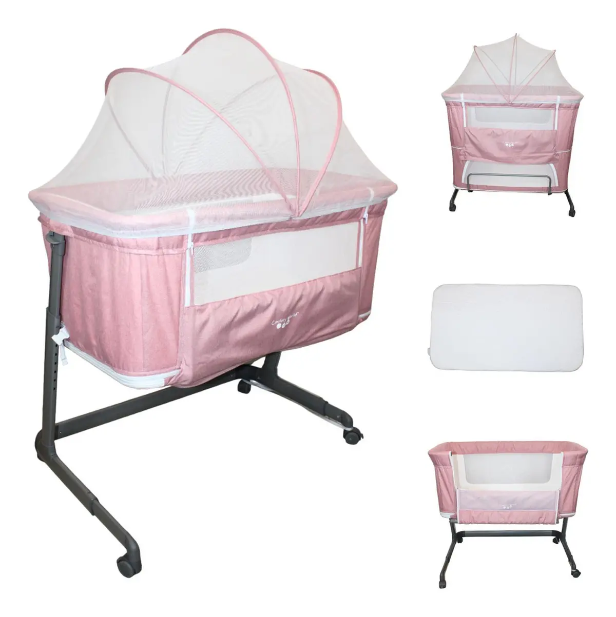 Colecho Cuna Moises Para Bebe 2 Niveles P965m - Rosa - Confety World 1