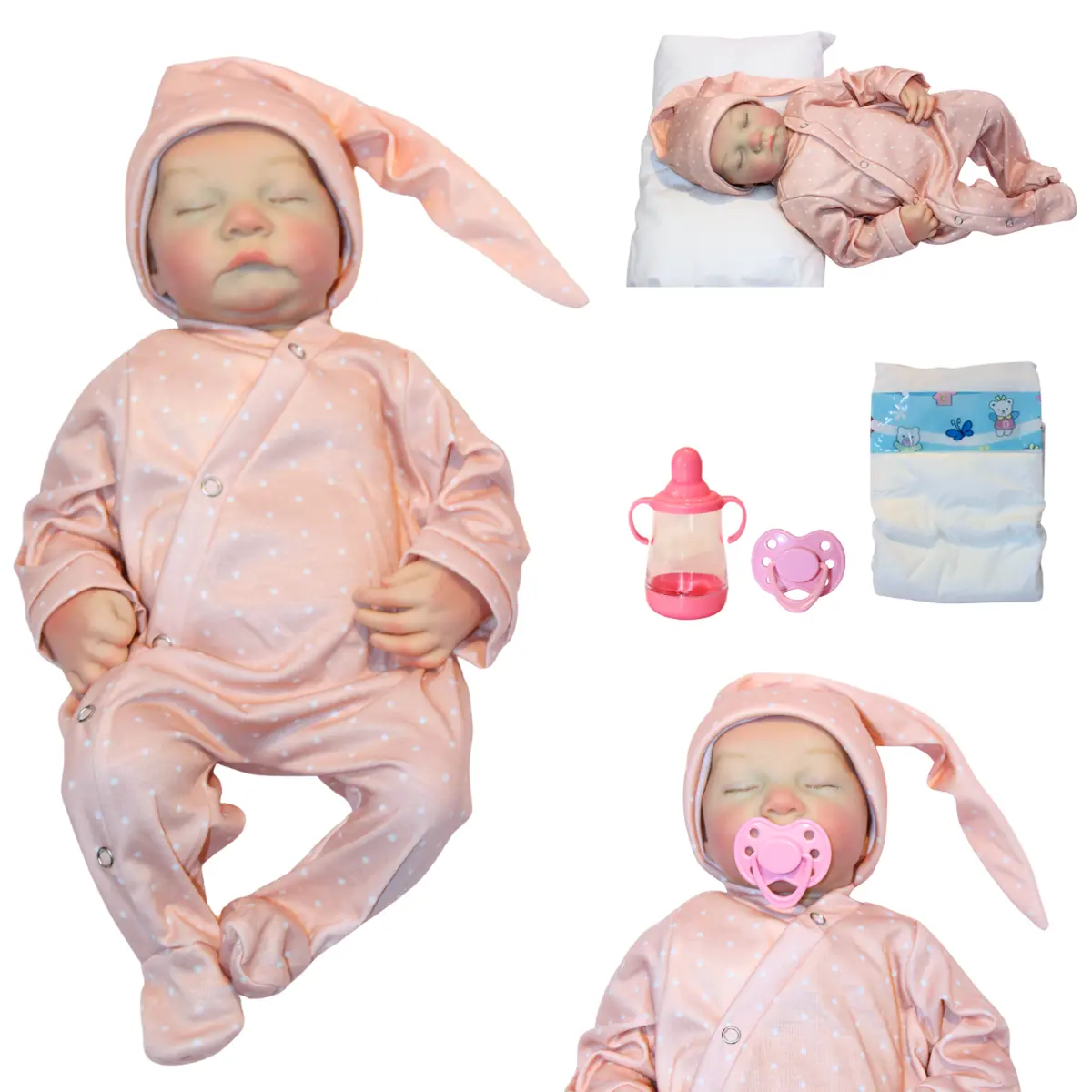 Muñeca Reborn Bianca 55 Cm Realista Con Vestido Floral Y Set De Cuidado Infantil 1