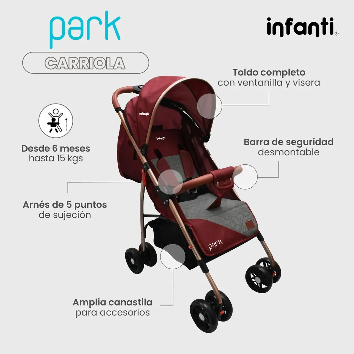 Carriola Compacta Grey And Red Infanti O901agrr 2