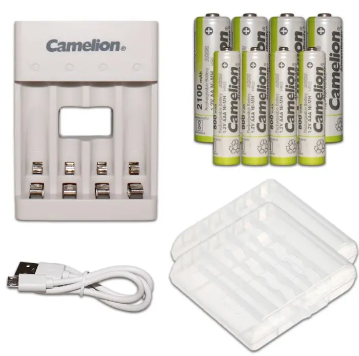Aa And Aaa Ni-Mh Camelion Rechargeable Batteries (4Aa & 4Aaa) + Charger Bundle 1