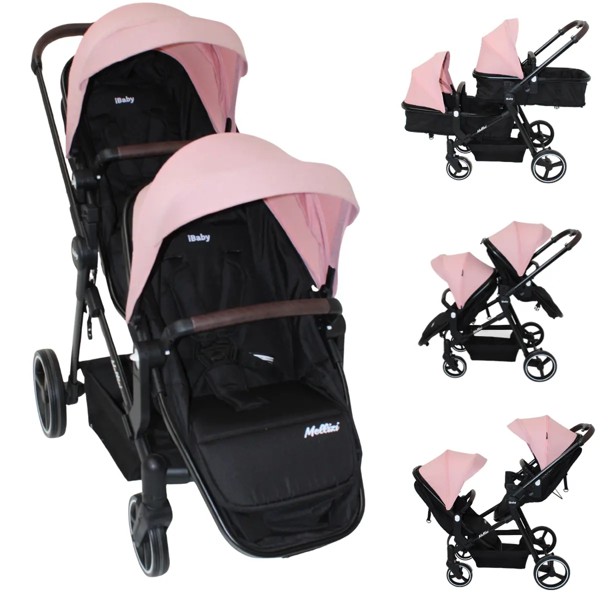 Carriola Gemelar Premium Ibaby Mellizi Posiciones Multiples 3