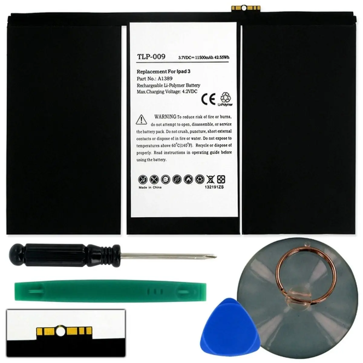 Apple Ipad 3 A1389 616-0586 3.7 11.5Ah Li-Pol Battery (T) 1