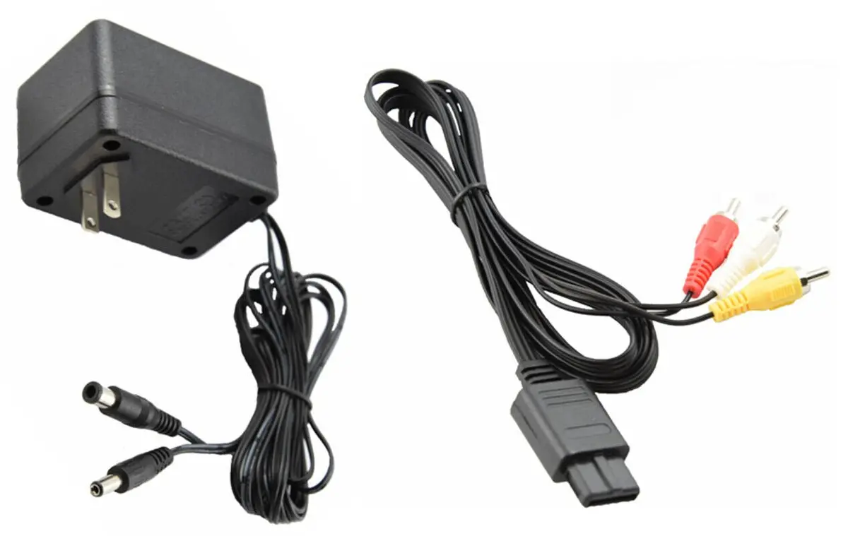 Av Rca+Ac Cable Power Supply Adapter Cord For Super Nintendo Snes Game Set 1