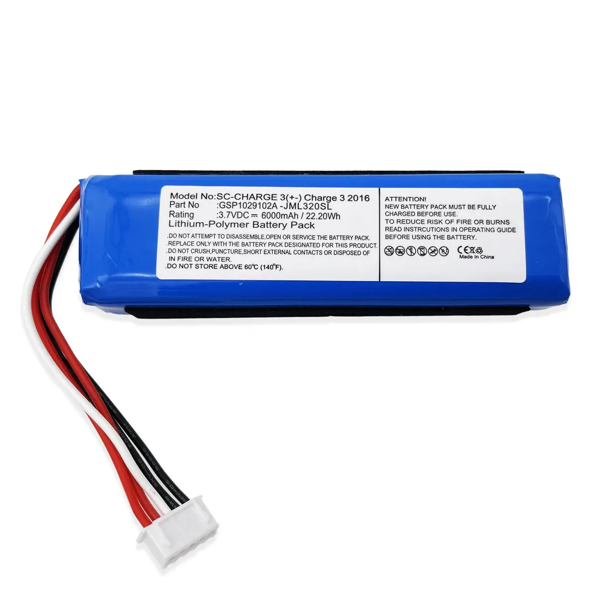 Battery For Gsp1029102a Jbl Charge 3 2016 Version 22.2Wh 1