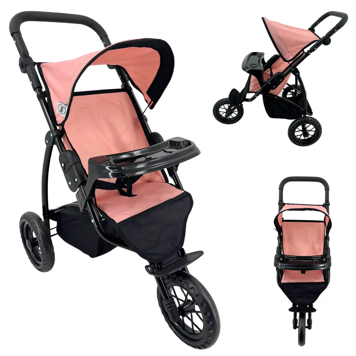 Carriola De Juguete Ibaby Nera Para Muñecas Tipo Jogger 3 Ruedas Con Canastilla Y Toldo 1
