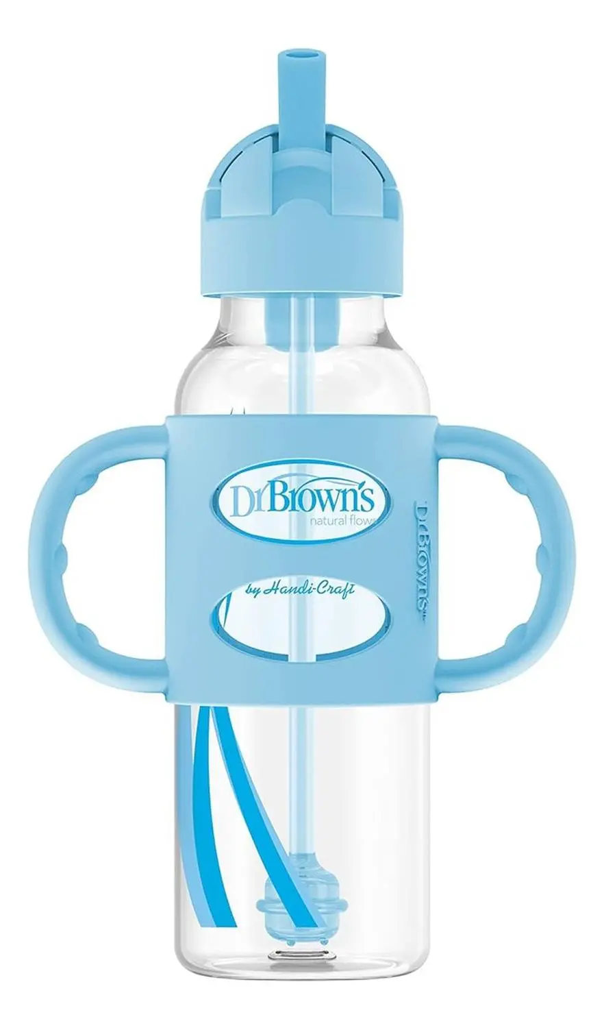 Vaso Entrenador Dr Brown´S Con Popote Y Asas, Azul, 8Oz 1