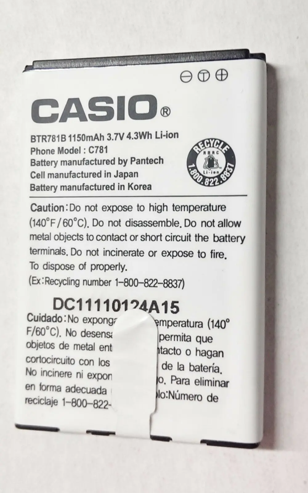 Casio Battery C781 Btr781b G'zone Ravine 2 Verizon 1150Mah 1