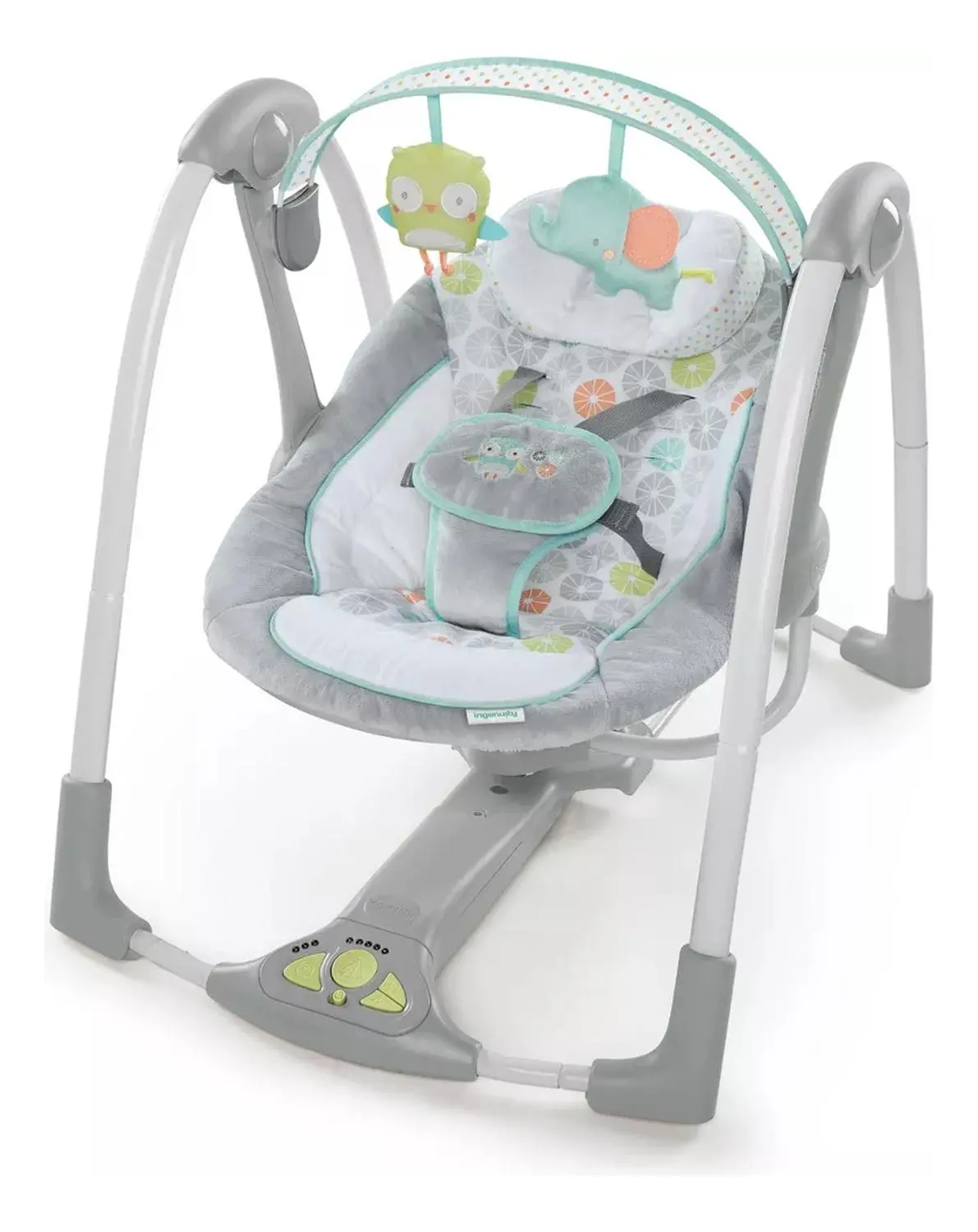 Silla Mecedora Musical Para Bebe Buho Y Elefante - Gris - Ingenuity 1