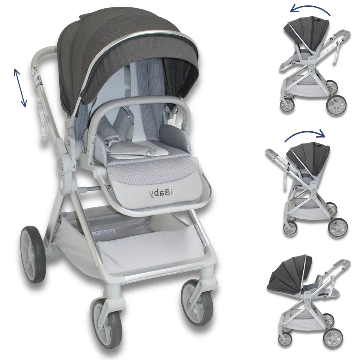 Carriola Ibaby Emma Elegante Mango Ajustable Y Reversible Con Portabebe 1