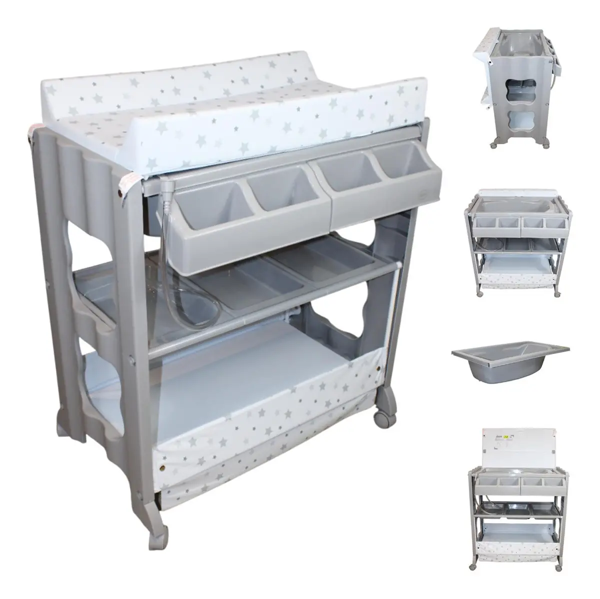 Bañera Para Bebé Organizador Y Cambiador Cascate Ibaby Gris Gris Cascate 1