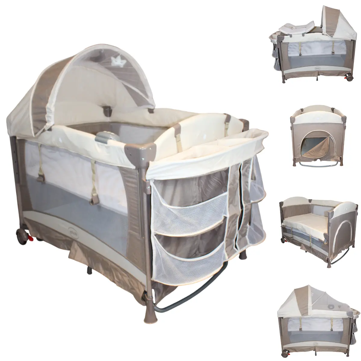 Cuna Corral Mecedora Colecho Y Organizador Dolche Ibaby Beige Dolche 1
