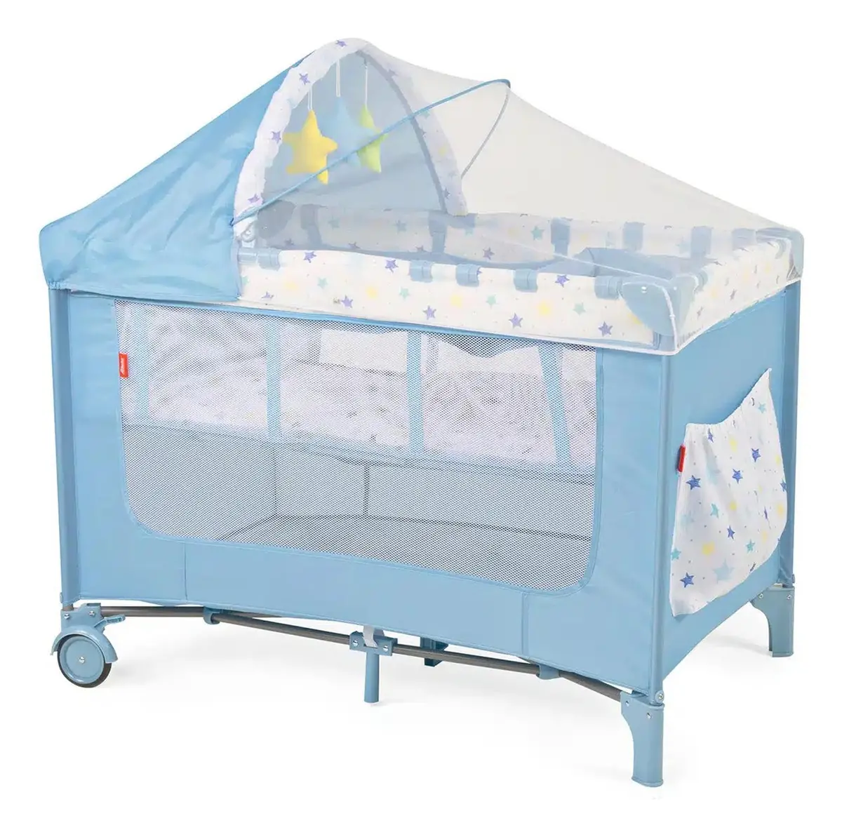 Cuna Corral Con Mosquitero D Bebe Rest Plegable Azul 1