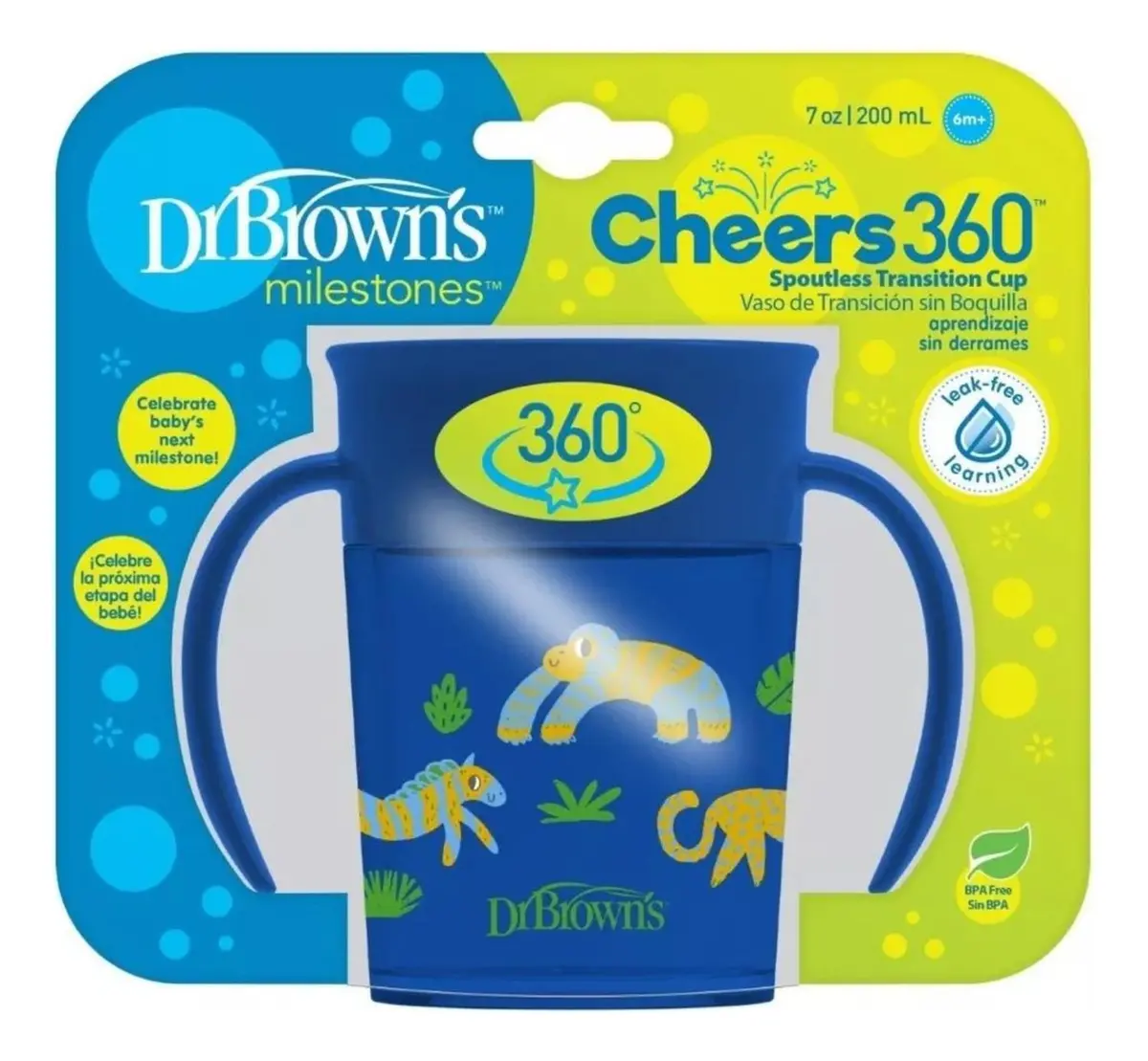 Vaso Entrenador Con Asas Dr Brown's 360° 200Ml Color Azul 1