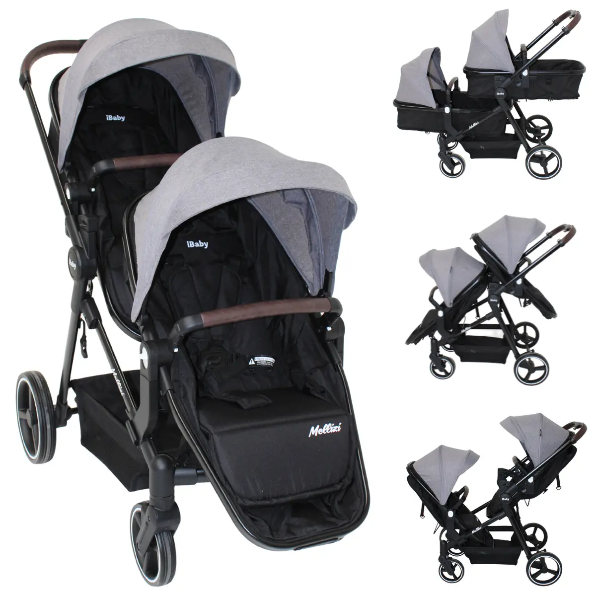 Carriola Gemelar Premium Ibaby Mellizi Posiciones Multiples 2