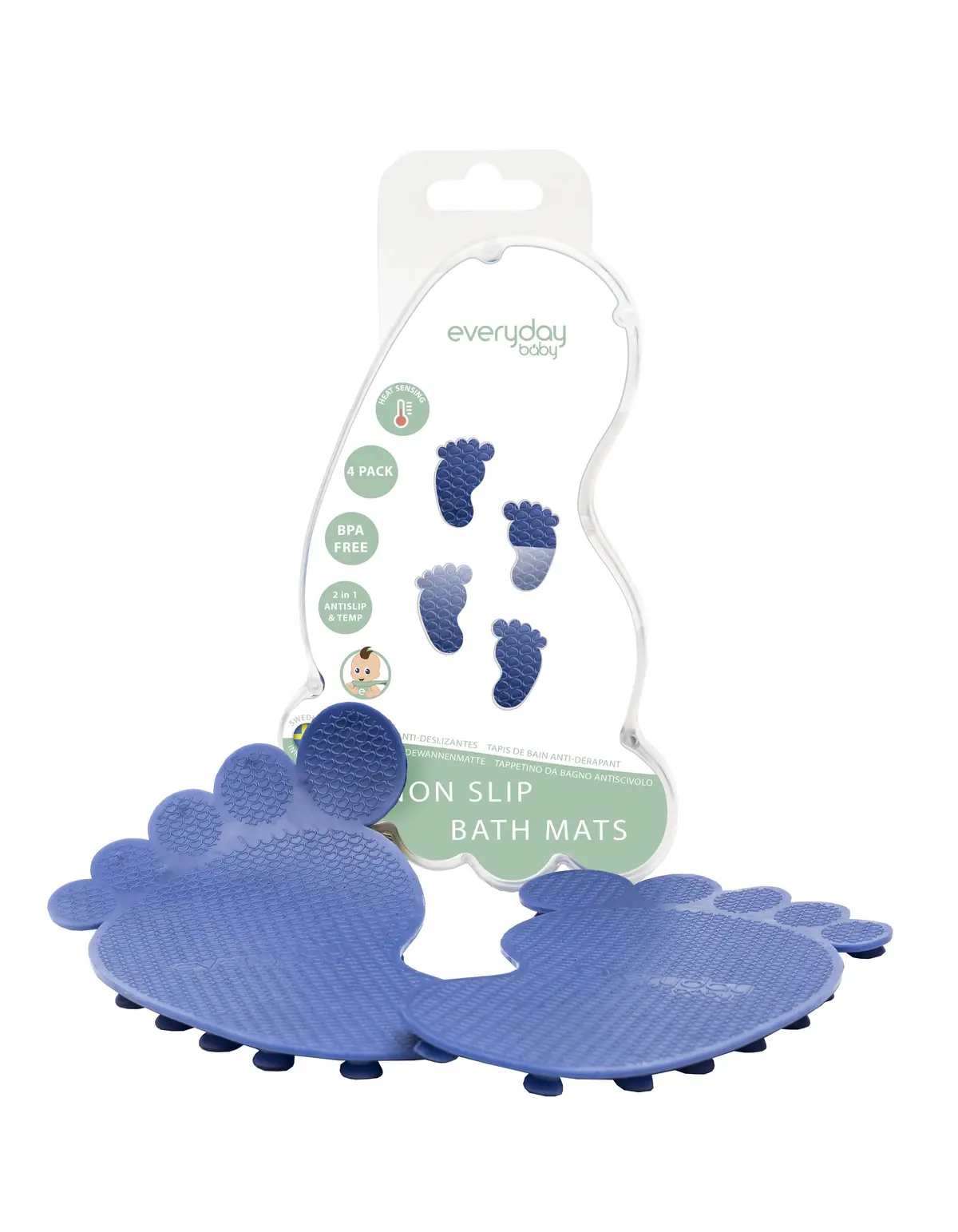 Non Slip Bath Mats Heat Sensing 4-Pack 1