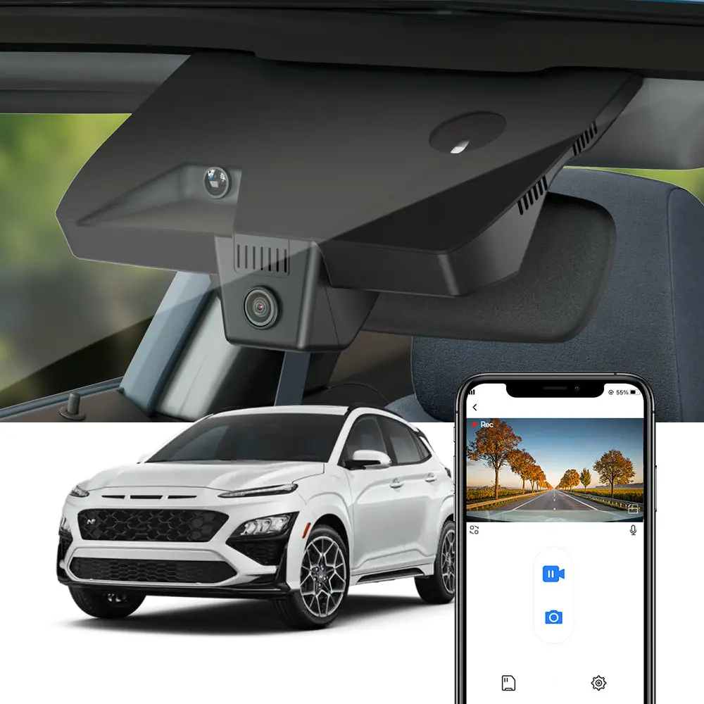 Fitcamx Dash Cam For Hyundai Kona, N, Electric, 2021-2023 (Rear Mirror Cover Part Number 96030-J9020) 1