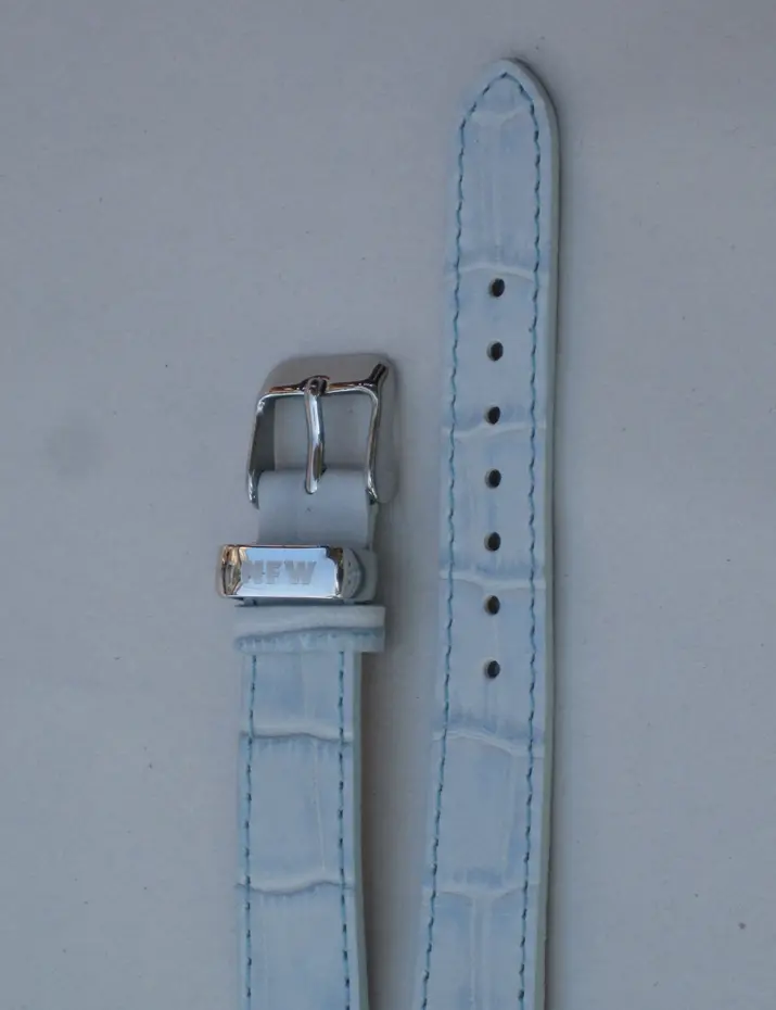 Ladies Milan Blue Croco-Grain Leather Strap 1