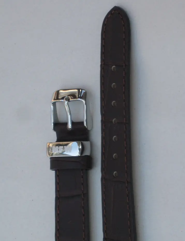 Ladies Milan Chocolate Brown Croco-Grain Leather Strap 1