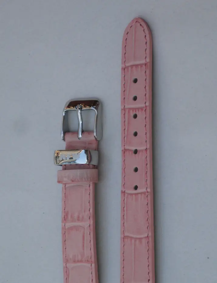 Ladies Milan Pink Croco-Grain Leather Strap 1
