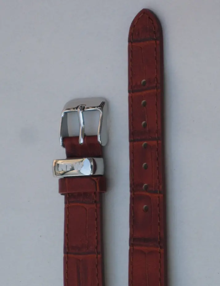 Ladies Milan Tobacco Brown Croco-Grain Leather Strap 1