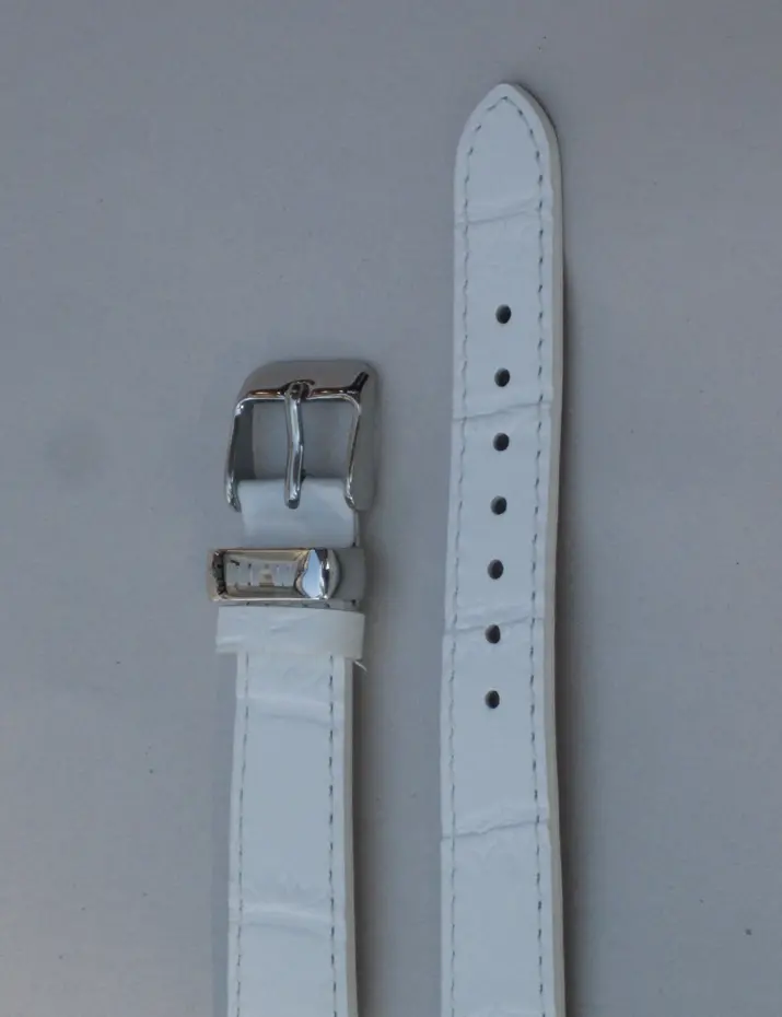 Ladies Milan White Croco-Grain Leather Strap 1