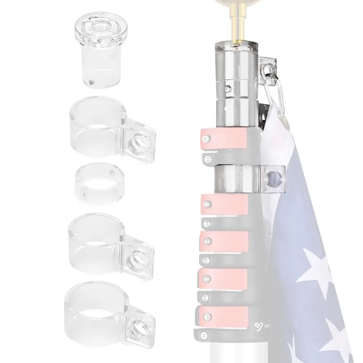 Yescom Flag Hanging Plastic Rings Replacement 5Ct/Pk 1