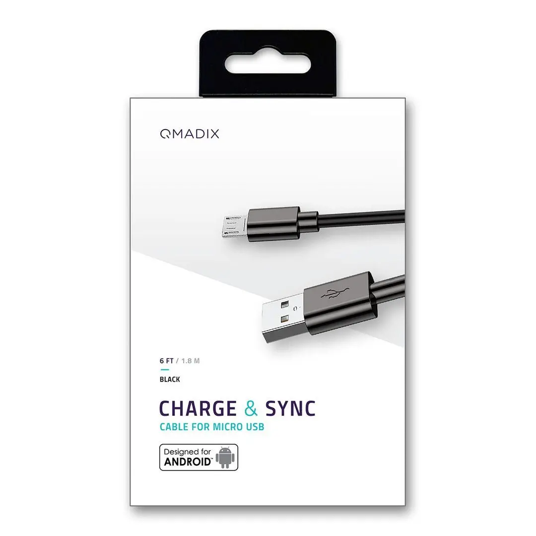 Qmadix - Micro Usb Cable 6Ft - Black 1