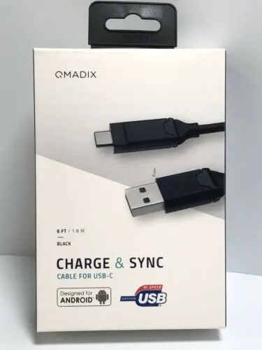 Qmadix - Type A To Type C 2.0 Cable 6Ft - Black 1